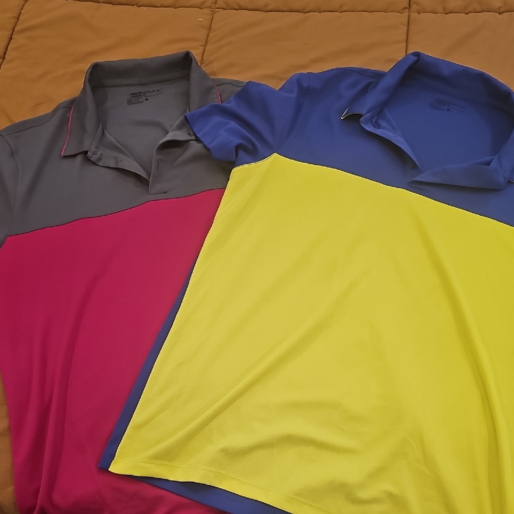 Nike Men's Polo Shirts - Gray/Pink and Blue/Yellow